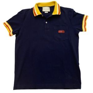 Gucci Retro Polo Navy with color stripe